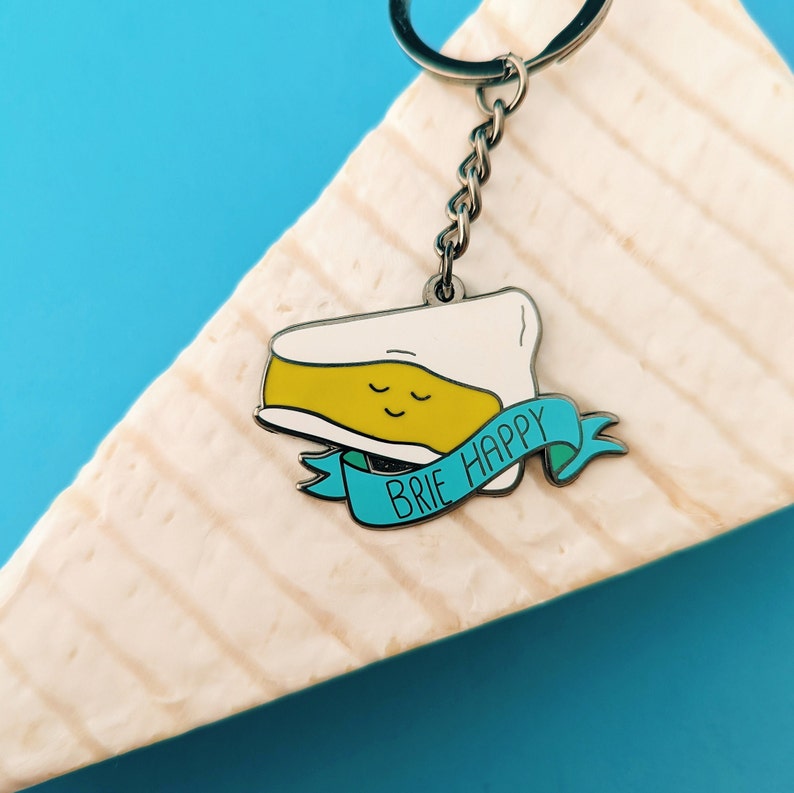 Brie Happy Cheese Keyring, Cheese Gifts, Food Keyring, Cute Keychain image 5