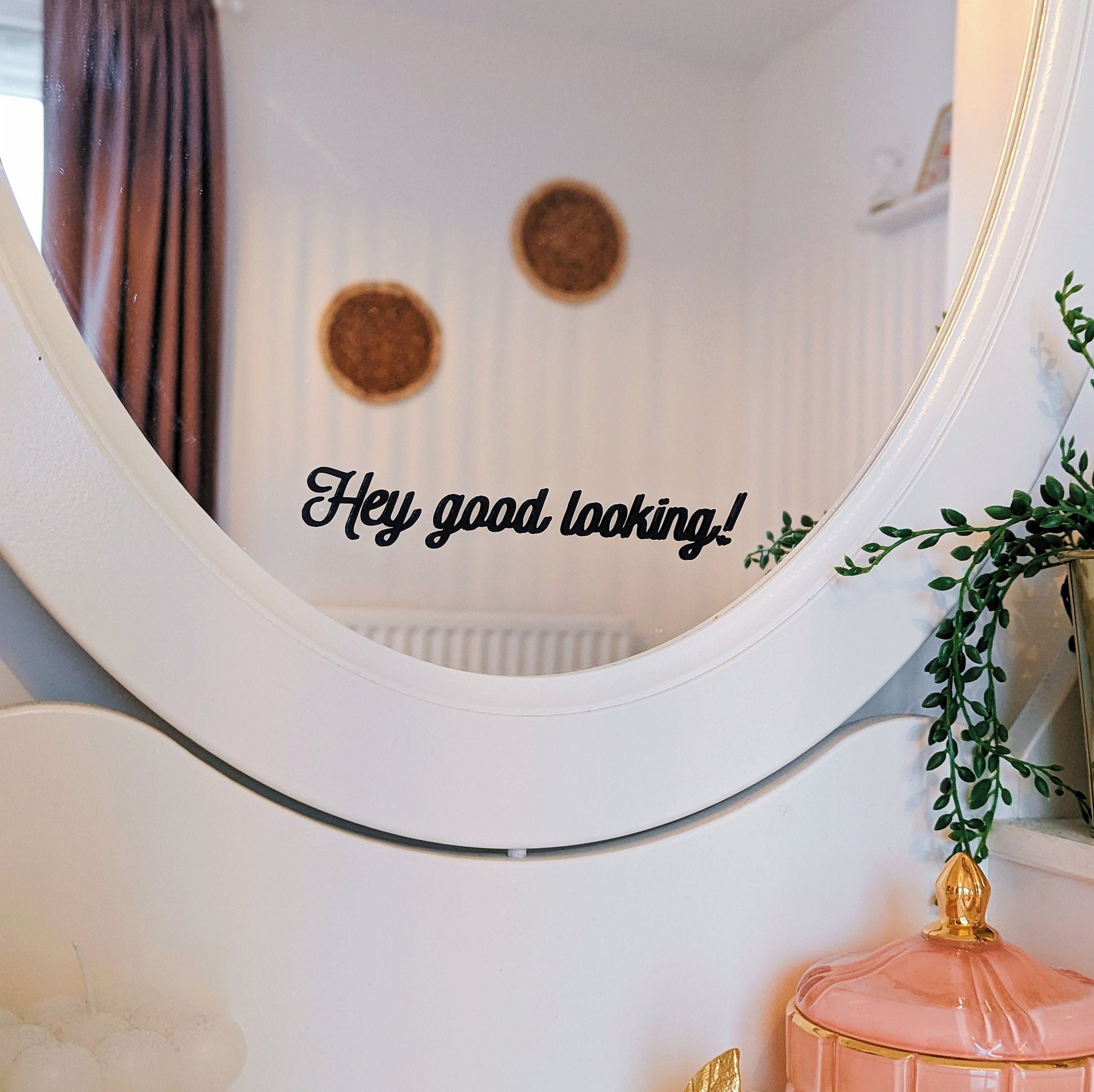 Hey Mirror Hey Good Looking Mirror Decal: Black Matte Vinyl Sticker (13.4x4.4cm ...