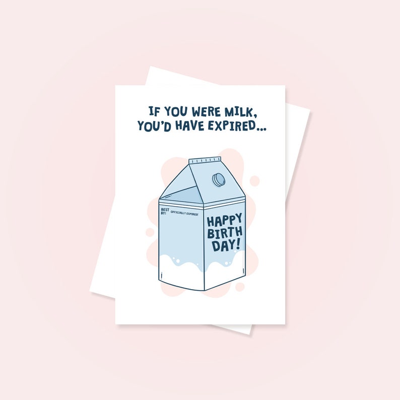 If You Were Milk Birthday Card, Funny Pun Birthday Cards, Humour Card, image 1