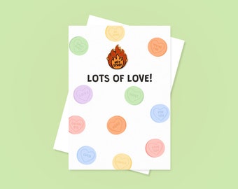 Lots of Love Enamel Pin Greetings Card | Anniversary Card | Greetings Card With Pin Badge