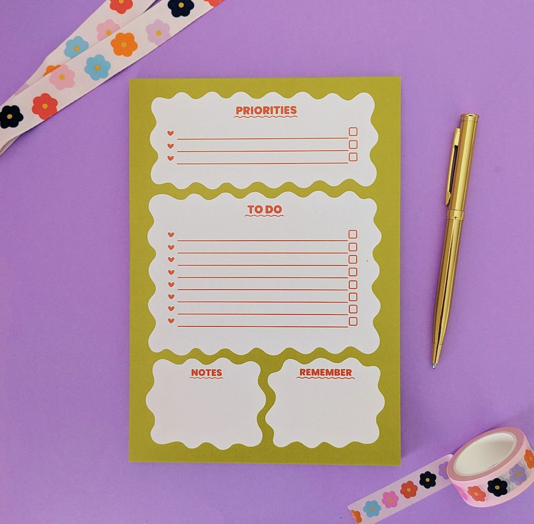 A5 Sage to Do List Notepad, Cute Stationery, Weekly Planner, Motivation ...