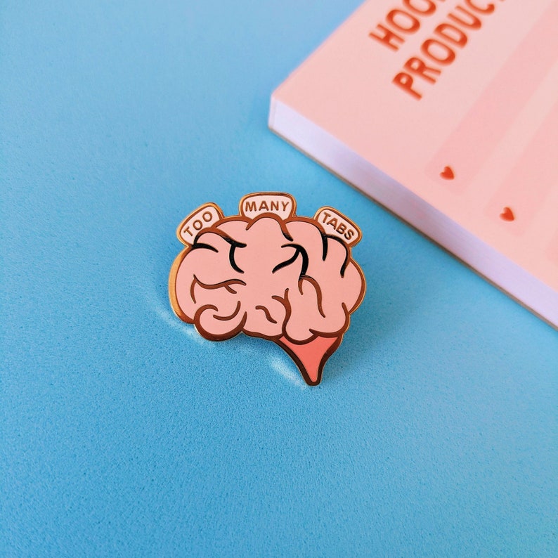 A great gift for students/a mental health gift. This enamel pin badge has been a popular adhd pin.