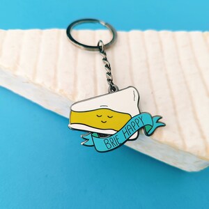 Brie Happy Cheese Keyring, Cheese Gifts, Food Keyring, Cute Keychain image 4