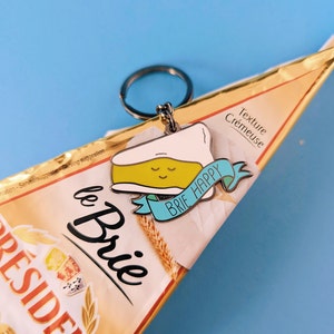 Brie Happy Cheese Keyring, Cheese Gifts, Food Keyring, Cute Keychain image 1