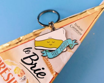 Brie Happy Cheese Keyring, Cheese Gifts, Food Keyring, Cute Keychain