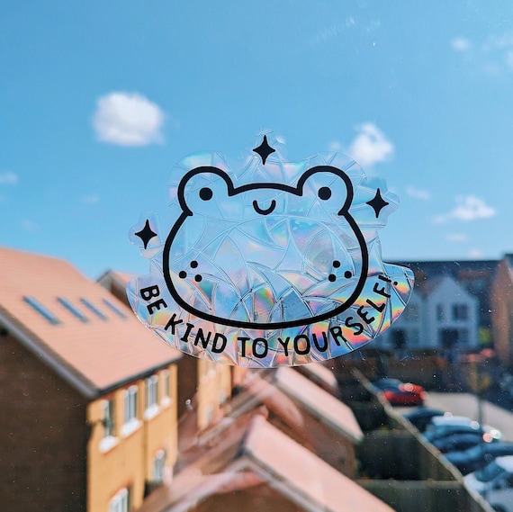 Frog Suncatcher Sticker: Rainbow Window Decal, Mental Health Gift