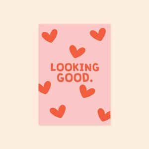 Looking Good A5 Print | Retro Positive Quote Print | Motivational Typography | Flower Botanical Decor