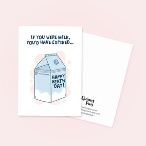 If You Were Milk Birthday Card, Funny Pun Birthday Cards, Humour Card, image 4