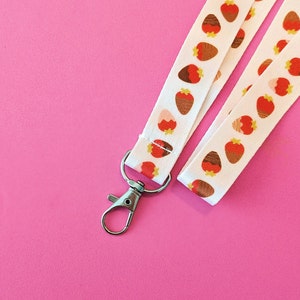 Chocolate Strawberry Lanyard, Lanyard for Teachers, Food Gifts, Cute Lanyards