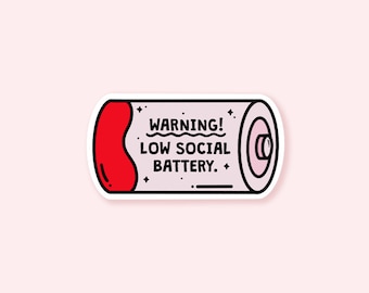 Social Battery Sticker, Funny Stickers, Journal Stickers