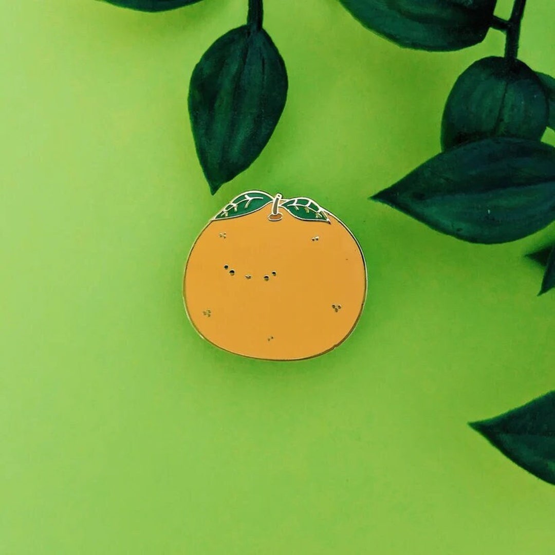 Orange Kawaii Hard Enamel Pin: Gold Plated Citrus Accessory - Etsy