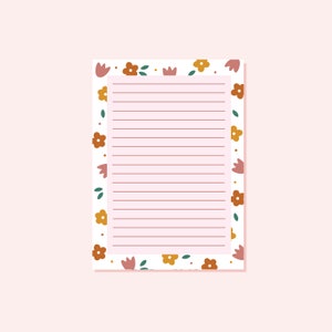 Gebloemd A6-notitieblok: gevoerd notitieblok met takenlijst