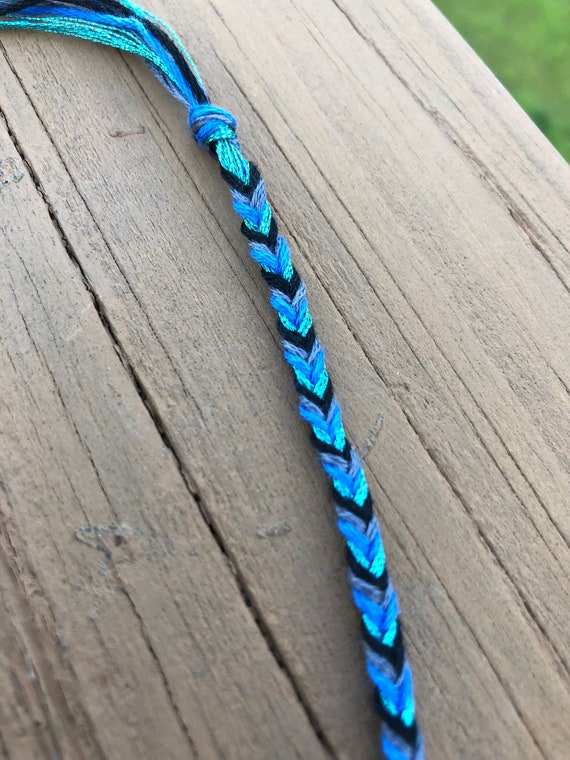 Blue Fishtail Friendship Bracelet with Metallic blue thread Etsy