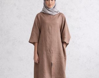 100% Italian Linen. Flax Arabic Dress. Women Thobe. Farasha Dresses. Linen Bisht. Women's Jilbab.