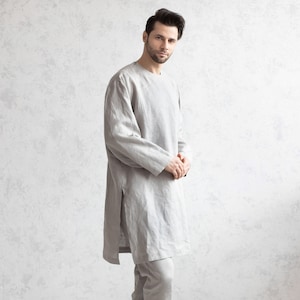 Linen Thawb. Flax Dishdasha. Modest Bisht. Short Jubba. Natural Kandura. Linen Jubbah.