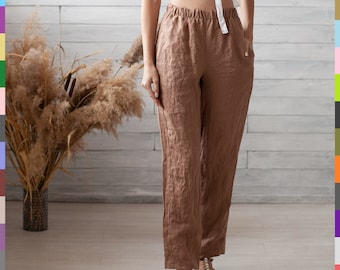 Brown Linen Pants. Flax Pants. Linen Trousers. Comfy Linen - Etsy ...