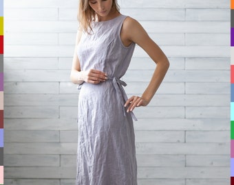 Purple Flax Dress. Linen Dress. Linen Tunic. Maxi Linen Dress. Summer Dress. 100% Pure Linen (Italy)