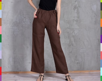 100% Italian Linen. Women's Linen Pants. Breathable Trousers. Vegan Fashion.