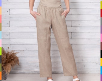 Linen Trousers. Women Trousers. Natural Trousers. Classic Linen Pants. Linen Women Pants. Casual Women Pants. 100% Pure Linen (Italy)