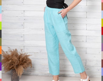 Bright Women Pants. Summer Women's Pants. Linen Bottoms. Women Bottoms. Linen Woman Pants. Yoga Pants. 100% Pure Linen (Italy)