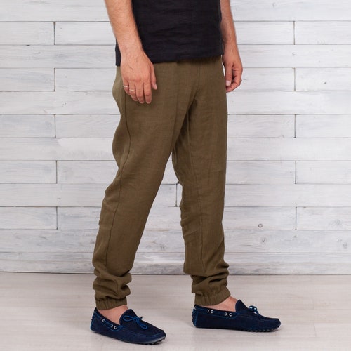 Linen Men Sweatpants. Linen Men Pants 
