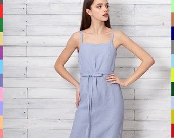 Purple Linen Dress. Soft Linen Dress. Summer Dresses. Open Back Dress. Cocktail Linen Dress. 100% Pure Linen (Italy)