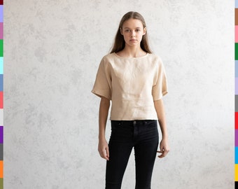XS - Sand. Linen top. In stock - Ships today. Linocolore  A444