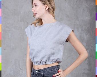 Basic Linen Shirt. Minimal Linen Top. Simple Linen Top. Casual Linen Tops. Short Sleeves Tops. Everyday Women's Top. 100% Pure Linen (Italy)