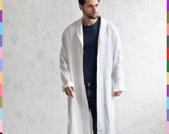 100% pure linen (Italy). Linen men coat. Flax man jacket. Linen boy robe. Italian linen.