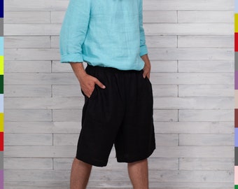Linen Men Shorts. Lounge Linen Shorts. Dark Linen Shorts. Flax Man Trousers. Linen Boy Capris. Italian Linen. 100% Pure Linen (Italy).