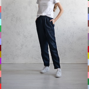 Linen Pants. Flax Pants. Tapered Linen Trousers. Linen Summer Capris. Soft Linen Pants. Classic Linen Trousers. 100% pure linen (Italy)
