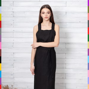 Black Summer Dress. Black Dress. Dark Dress. Linen Summer Dress. Open Back Dress. Backless Dresses. 100% Pure Linen (Italy)
