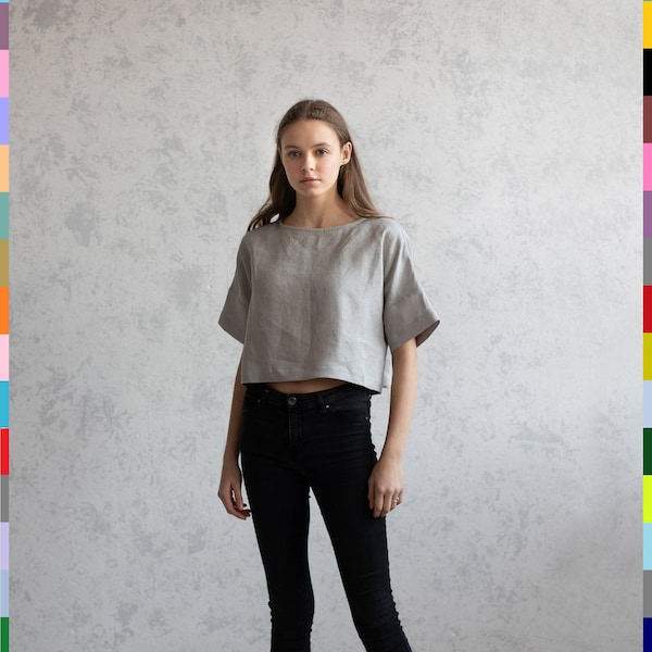 Minimal Linen Top. Basic Linen Top. Loose Linen Top. Oversized Linen Top. Half Sleeves Top. Everyday Women Top. 100% Pure Linen (Italy)