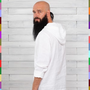 Men Linen Hoodie. Summer White Hoodie. Sweatshirt. Shirt for Men. Beach Linen Shirt. Linen Style. Urban Clothing. 100 Pure Linen italy Etsy UK