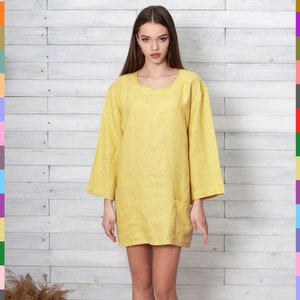 Linen Tunics. Loose Tunic dress. Linen Blouse. Oversized Linen Blouse. Women Tunics. Loose Linen Tunics. 100% Pure Linen (Italy)