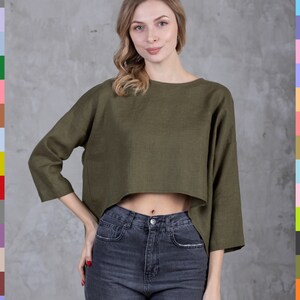 Loose Linen Top. Oversized Linen Top. Half Sleeves Top. Everyday Women Top. Comfy Linen Top. Linen Shirts. 100% Pure Linen (Italy)