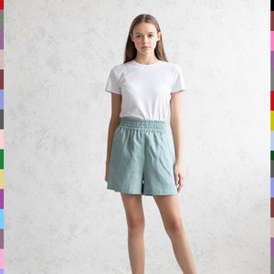 Elastic Waist Shorts. Shorts For Women. Mini Shorts. Basic Linen Shorts. Linen Shorts Skirts. Loose Shorts. 100% pure linen (Italy)
