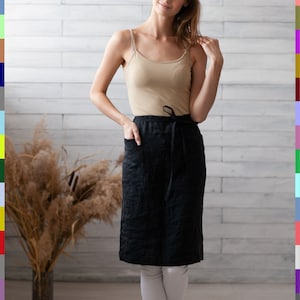 100% pure linen (Italy). Linen apron. Flax mini apron. Linen pinafore. Italian linen.
