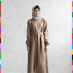 Women Jilbab. Islamic Dress. Muslim Abaya. Linen Jalabiya. Islamic Coats. Linen Jilab. Prayer Abayas. Colored Abayas. Arabian Clothing.