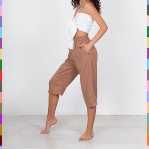 Linen Pants RILEY, Linen Crop Pants, Summer Linen Pants, Relaxed