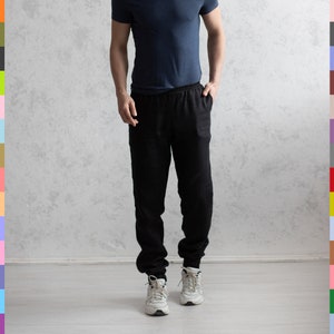 Linen Black Bottoms. Summer Men&#39;s Pants. Dark Color Men Pants. Flax Men&#39;s Pants. Linen Boy&#39;s Capris. 100% Pure Linen (Italy).