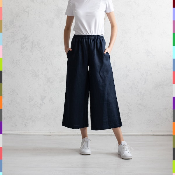 Oversize Hosenrock. Lockere Rock-Hose. Leinen Culottes. Weite Hose. Damen Culottes. Leinen Rock-Hose. 100% reines Leinen (Italien)