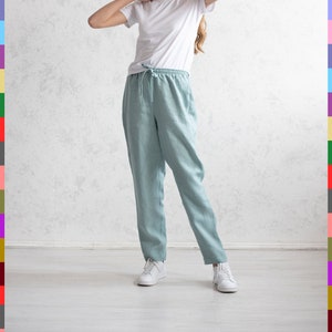 Summer Linen Pants. Classic Linen Pants. Aquamarine Pants. Linen Trousers. Women Linen Trousers. Slack Linen Pants. 100% Pure Linen (Italy)