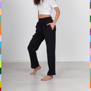 100% Italian Linen. Pure Flax Pants. Leisure Pants. Washed Linens Trousers For Women.