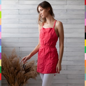 100% pure linen (Italy). Linen apron. Flax apron. Linen pinafore. Italian linen.