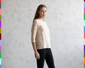 M - Sand. Linen top. In stock - Ships today. Linocolore  A403