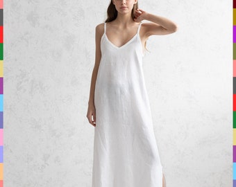 Light Linen Dress. African Dress. White Linen Dress. Minimal Linen Dress. Vegan Dress. Simple Dresses. 100% Pure Linen (Italy)