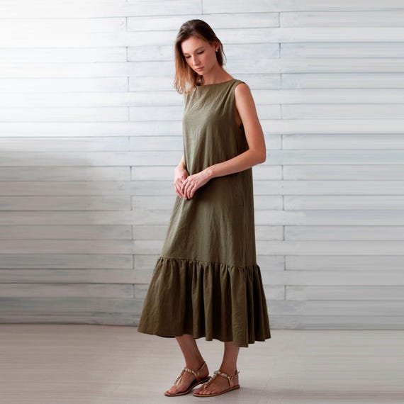 100% Italian Linen. Cocktail Dress. Flare Dresses. Long Loose Dress. Gift  for Her. - Etsy