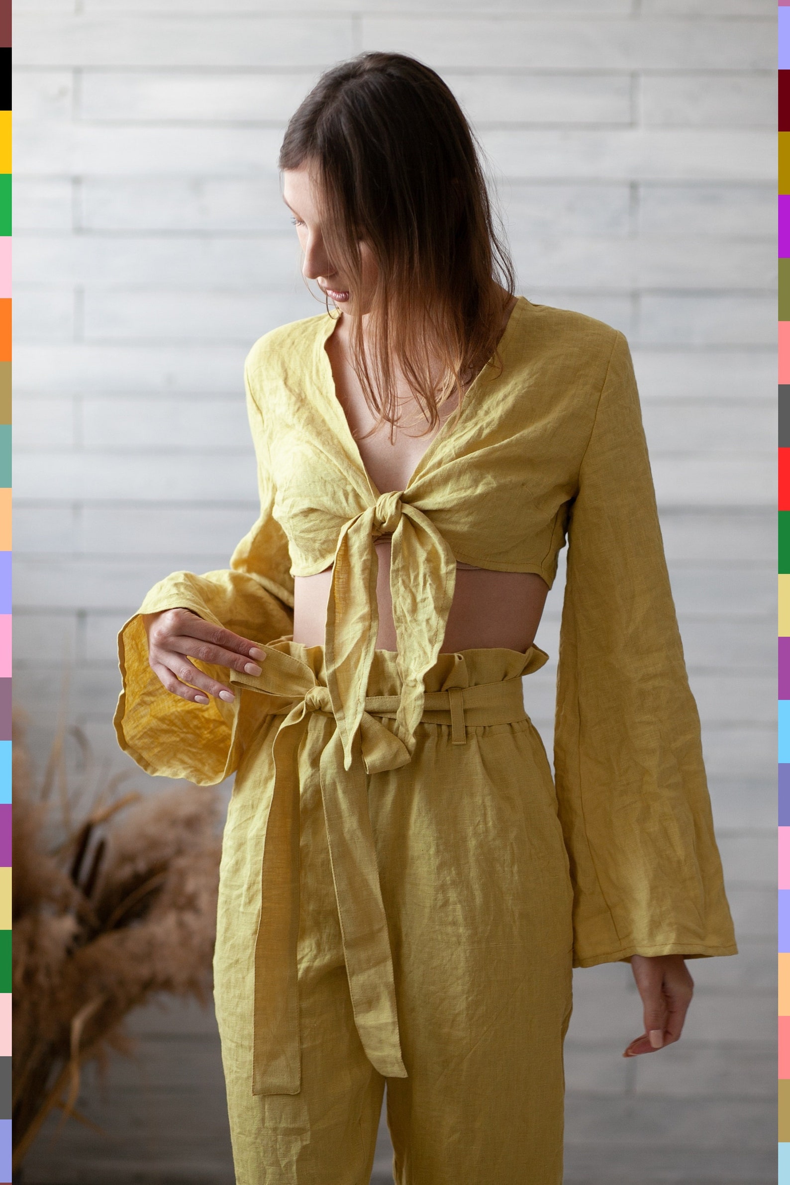 Yellow Linen Pants. Flax Pants. Linen Trousers. Tapered Women Etsy