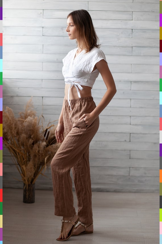 Summer Linen Pants. Classic Linen Pants. Women Trousers